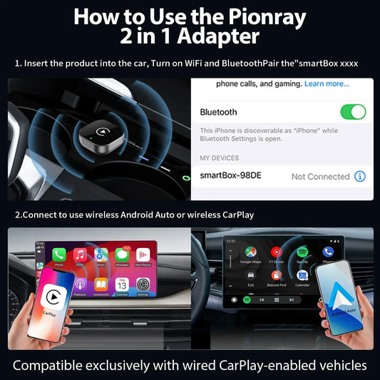 Box CarPlay & Android Auto Wireless – Compatibile con il 99% delle Auto con CarPlay Cablato