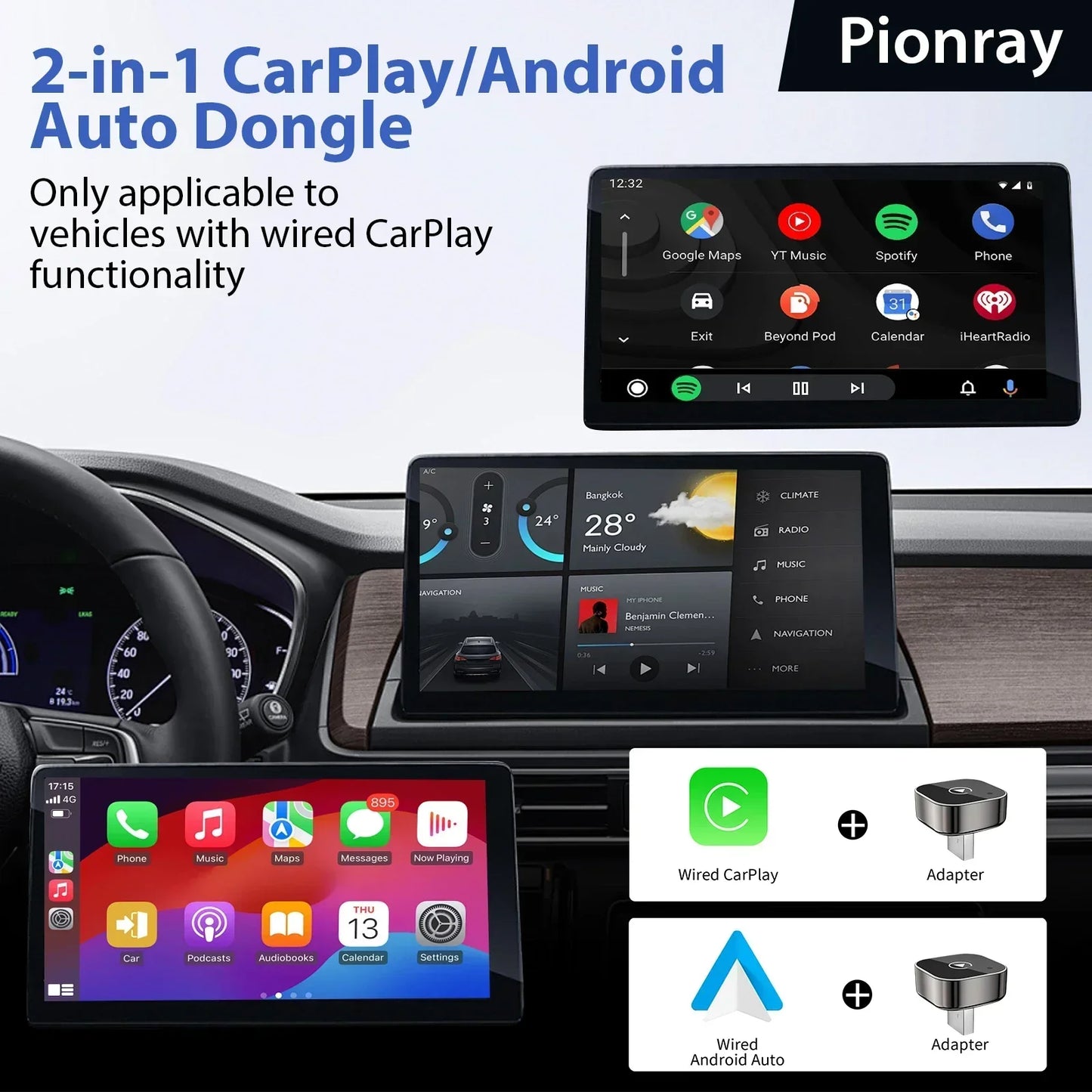 Box CarPlay & Android Auto Wireless – Compatibile con il 99% delle Auto con CarPlay Cablato